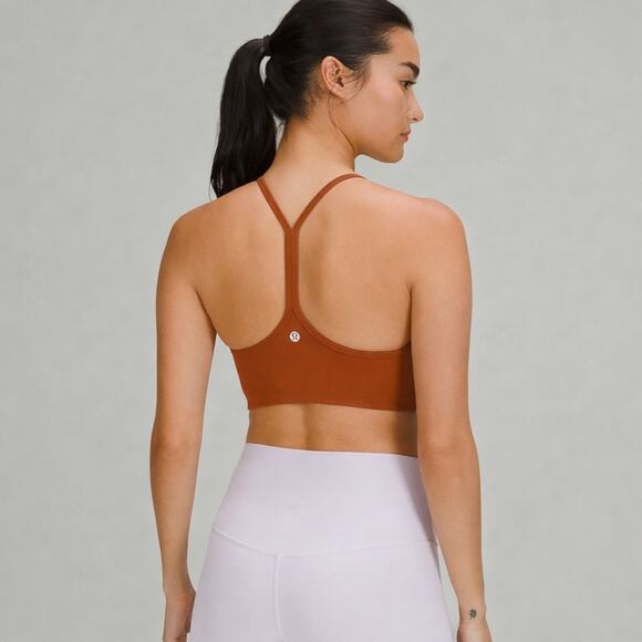 NWT Lululemon Flow Y Wrap-Front High Neck Bra Ancient Copper Nulu Yoga 6 Active - Picture 2 of 6